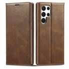 For Samsung Galaxy S22 Ultra 5G LC.IMEEKE RFID Anti-theft Leather Phone Case(Brown) - 1