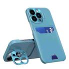 For iPhone 14 Pro Max Invisible Holder Phone Case(Lake Blue) - 1