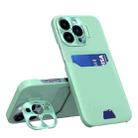 For iPhone 14 Pro Max Invisible Holder Phone Case(Mint Green) - 1