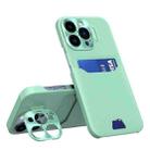 For iPhone 14 Pro Invisible Holder Phone Case(Mint Green) - 1
