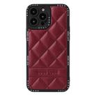 For iPhone 11 Pro Diamond Pattern Leather Phone Case(Wine Red) - 1