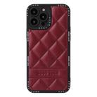 For iPhone 11 Pro Max Diamond Pattern Leather Phone Case(Wine Red) - 1