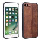 For iPhone 7 Plus / 8 Plus AZNS 3D Embossed Skin Feel Phone Case(Brown) - 1