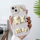 For iPhone 14 Wave Edge 3D M Bear Bunny Silicone Phone Case(White) - 1