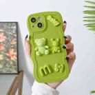 For iPhone 14 Pro Wave Edge 3D M Bear Bunny Silicone Phone Case(Green) - 1