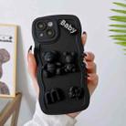For iPhone 13 mini Wave Edge 3D M Bear Bunny Silicone Phone Case(Black) - 1