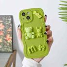 For iPhone 12 mini Wave Edge 3D M Bear Bunny Silicone Phone Case(Green) - 1