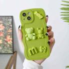 For iPhone 12 Pro Wave Edge 3D M Bear Bunny Silicone Phone Case(Green) - 1