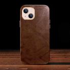 For iPhone 14 ICARER Oil Wax Genuine Leather Back Magsafe Phone Case(Brown) - 1