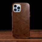 For iPhone 14 Pro ICARER Oil Wax Genuine Leather Back Magsafe Phone Case(Brown) - 1