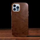 For iPhone 14 Pro Max ICARER Oil Wax Genuine Leather Back Magsafe Phone Case(Brown) - 1