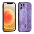 For iPhone 12 AZNS 3D Embossed Skin Feel Phone Case(Purple) - 1