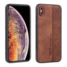 For iPhone X / XS AZNS 3D Embossed Skin Feel Phone Case(Brown) - 1