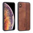 For iPhone XR AZNS 3D Embossed Skin Feel Phone Case(Brown) - 1
