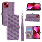 For iPhone 14 Plus Spider Printed Leather Phone Case(Purple) - 1