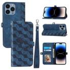 For iPhone 14 Pro Spider Printed Leather Phone Case(Blue) - 1