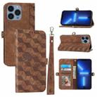 For iPhone 13 Pro Spider Printed Leather Phone Case(Brown) - 1