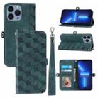 For iPhone 13 Pro Max Spider Printed Leather Phone Case(Green) - 1