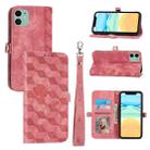 For iPhone 12 / 12 Pro Spider Printed Leather Phone Case(Pink) - 1