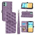 For iPhone 12 / 12 Pro Spider Printed Leather Phone Case(Purple) - 1