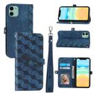 For iPhone 12 / 12 Pro Spider Printed Leather Phone Case(Blue) - 1