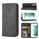 For Samsung Galaxy S22 5G Cubic Grid Calf Texture Magnetic Closure Leather Phone Case(Black) - 1