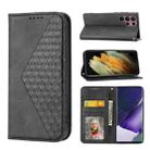 For Samsung Galaxy S22 Ultra 5G Cubic Grid Calf Texture Magnetic Closure Leather Phone Case(Black) - 1