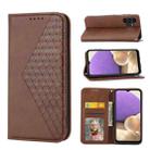 For Samsung Galaxy A32 4G Cubic Grid Calf Texture Magnetic Closure Leather Phone Case(Brown) - 1