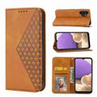 For Samsung Galaxy A32 4G Cubic Grid Calf Texture Magnetic Closure Leather Phone Case(Yellow) - 1