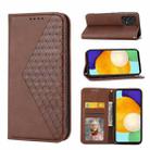 For Samsung Galaxy A52 4G / 5G Cubic Grid Calf Texture Magnetic Closure Leather Phone Case(Brown) - 1