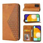 For Samsung Galaxy A52 4G / 5G Cubic Grid Calf Texture Magnetic Closure Leather Phone Case(Yellow) - 1