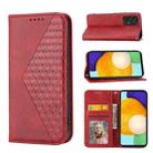 For Samsung Galaxy A72 4G / 5G Cubic Grid Calf Texture Magnetic Closure Leather Phone Case(Red) - 1