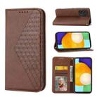 For Samsung Galaxy A72 4G / 5G Cubic Grid Calf Texture Magnetic Closure Leather Phone Case(Brown) - 1