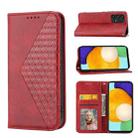 For Samsung Galaxy A73 5G Cubic Grid Calf Texture Magnetic Closure Leather Phone Case(Red) - 1