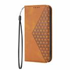For iPhone 12 / 12 Pro Cubic Grid Calf Texture Magnetic Closure Leather Phone Case(Yellow) - 2