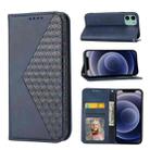 For iPhone 11 Cubic Grid Calf Texture Magnetic Closure Leather Phone Case(Blue) - 1