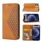 For iPhone 11 Cubic Grid Calf Texture Magnetic Closure Leather Phone Case(Yellow) - 1