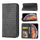 For iPhone X / XS Cubic Grid Calf Texture Magnetic Closure Leather Phone Case(Black) - 1