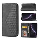For iPhone XR Cubic Grid Calf Texture Magnetic Closure Leather Phone Case(Black) - 1