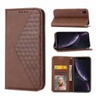 For iPhone XR Cubic Grid Calf Texture Magnetic Closure Leather Phone Case(Brown) - 1