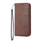 For iPhone XR Cubic Grid Calf Texture Magnetic Closure Leather Phone Case(Brown) - 2