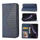 For iPhone XR Cubic Grid Calf Texture Magnetic Closure Leather Phone Case(Blue) - 1