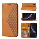 For iPhone XR Cubic Grid Calf Texture Magnetic Closure Leather Phone Case(Yellow) - 1