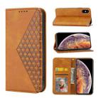 For iPhone XS Max Cubic Grid Calf Texture Magnetic Closure Leather Phone Case(Yellow) - 1