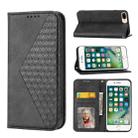 For iPhone SE 2022 / SE 2020 / 7 / 8 Cubic Grid Calf Texture Magnetic Closure Leather Phone Case(Black) - 1