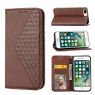 For iPhone SE 2022 / SE 2020 / 7 / 8 Cubic Grid Calf Texture Magnetic Closure Leather Phone Case(Brown) - 1