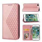 For iPhone SE 2022 / SE 2020 / 7 / 8 Cubic Grid Calf Texture Magnetic Closure Leather Phone Case(Rose Gold) - 1