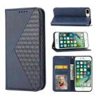 For iPhone 7 Plus / 8 Plus Cubic Grid Calf Texture Magnetic Closure Leather Phone Case(Blue) - 1