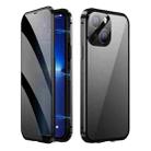 For iPhone 14 Dual-Lock Anti-peeping Glass 360 Full Body Frosted Magnetic Phone Case(Black) - 1