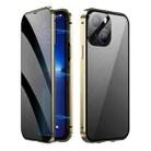 For iPhone 14 Plus Dual-Lock Anti-peeping Glass 360 Full Body Frosted Magnetic Phone Case(Gold) - 1